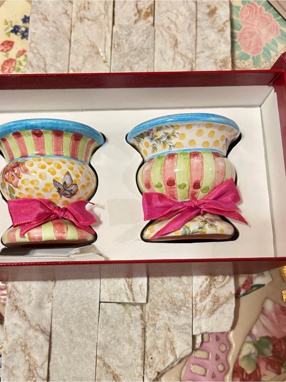 Vintage Mckenzie Childs ceramic tea light candle holder.  Neiman Marcus.